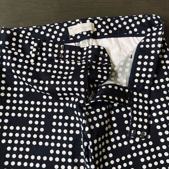 Gap Slim Cropped Polka Dot Contemporary Stretch Ankle Pants 00 - Picture 4 of 4